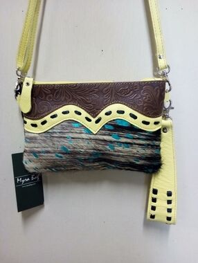 NWT, Myra Bag Co Tooled Leather & Hide Belt Bag